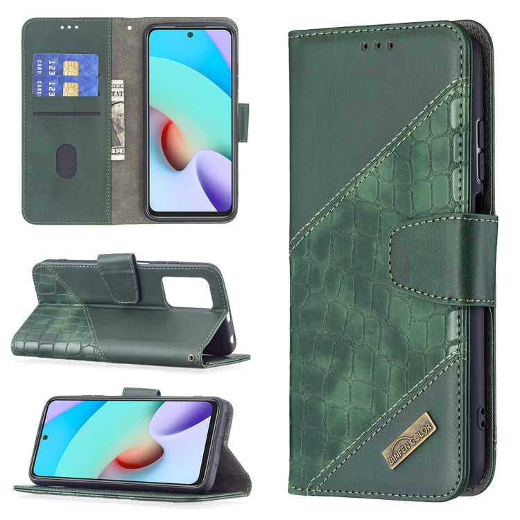 Green PU crocodile-texture flip phone case with card slots and wallet holder
