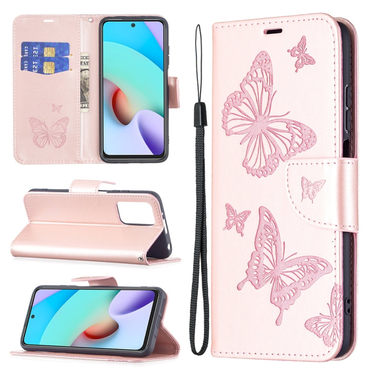 Leather phone wallet case with butterfly embossing, horizontal flip, card slot, lanyard.