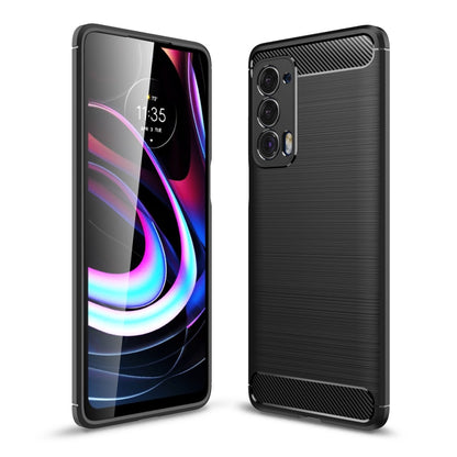 Brushed carbon fiber TPU phone case with camera cutouts and raised edge, for Moto Edge 2021