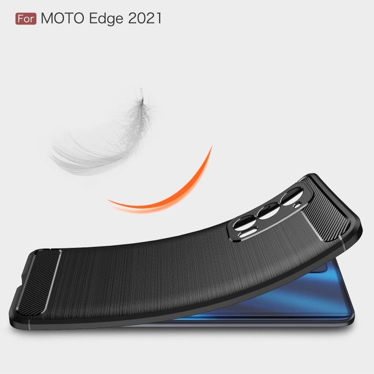 Brushed carbon fiber TPU case for Moto Edge 2021 with textured bumper and camera protection