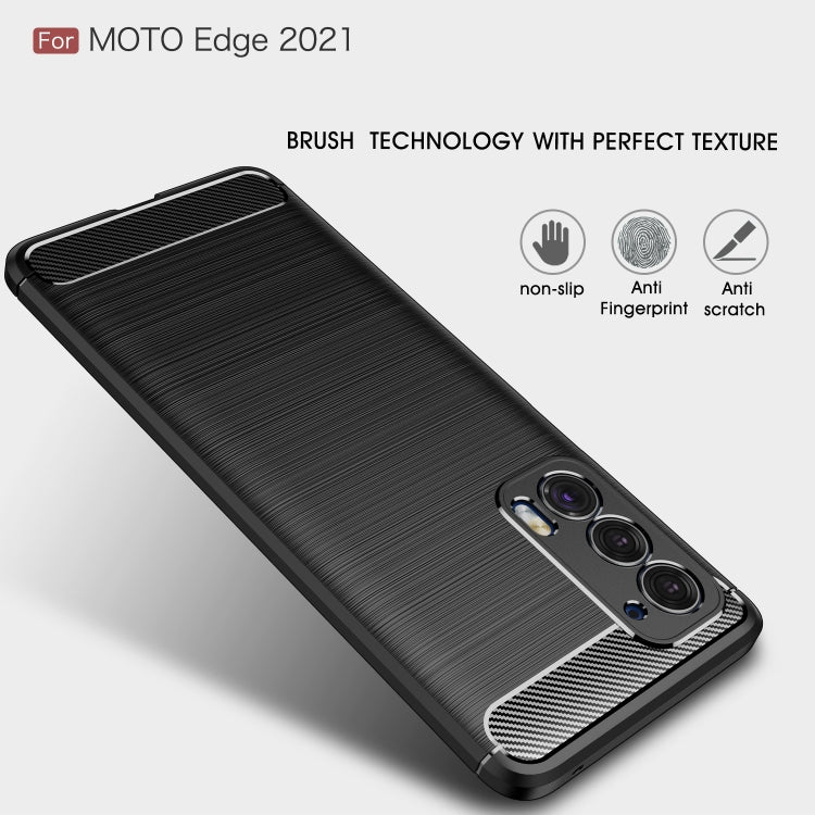 Brushed carbon fiber TPU case for Moto Edge 2021 with textured back and dual camera cutouts