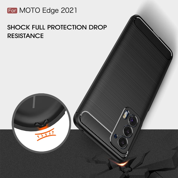 Brushed carbon fiber TPU case for Moto Edge 2021 with grippy side texture and raised corners