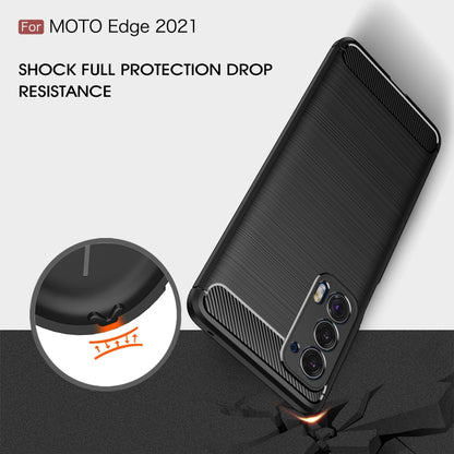 Brushed carbon fiber TPU case for Moto Edge 2021 with grippy side texture and raised corners