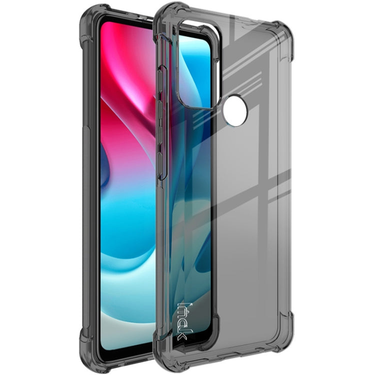 Transparent black TPU phone case with airbag corners and camera cutout