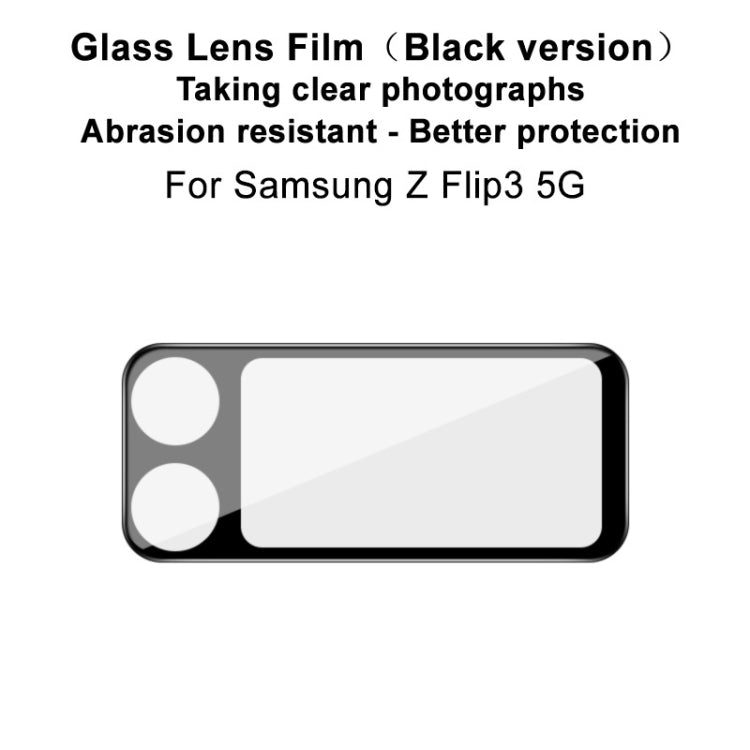 Rear camera lens glass film mockup, black frame, for Z Flip3 5G