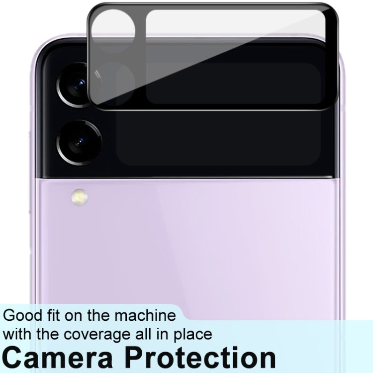 Rear camera lens glass film applied on phone, black frame for Z Flip3 5G