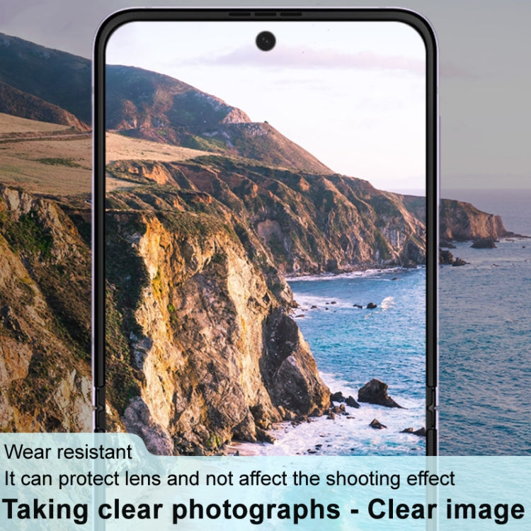 Phone back with installed rear camera lens glass film, black frame for Z Flip3 5G