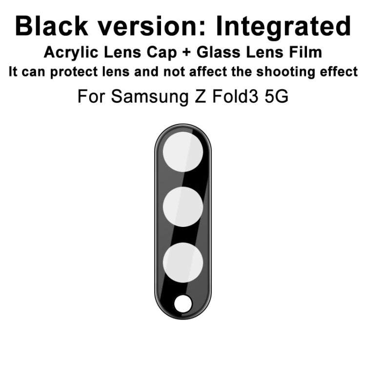 Black integrated lens cap and camera lens glass film, front layout graphic