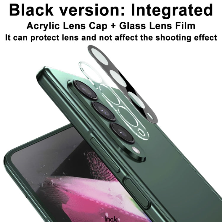 Integrated rear camera lens glass film with lens cap, black, installed on phone