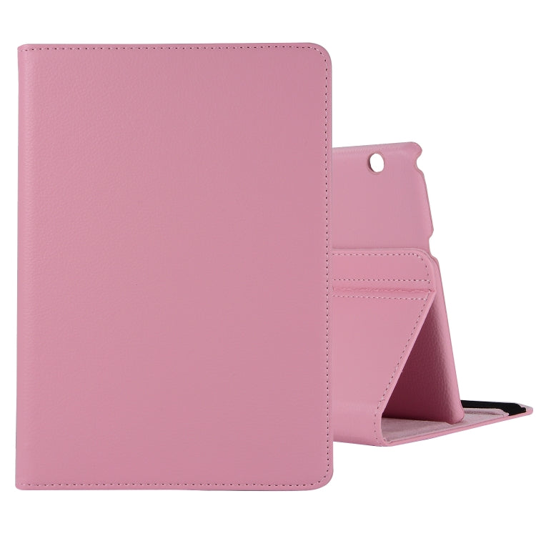Pink leather flip case with foldable kickstand and circular viewing cutout