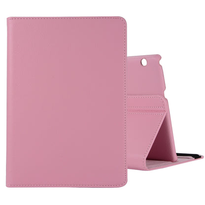 Pink leather flip case with foldable kickstand and circular viewing cutout
