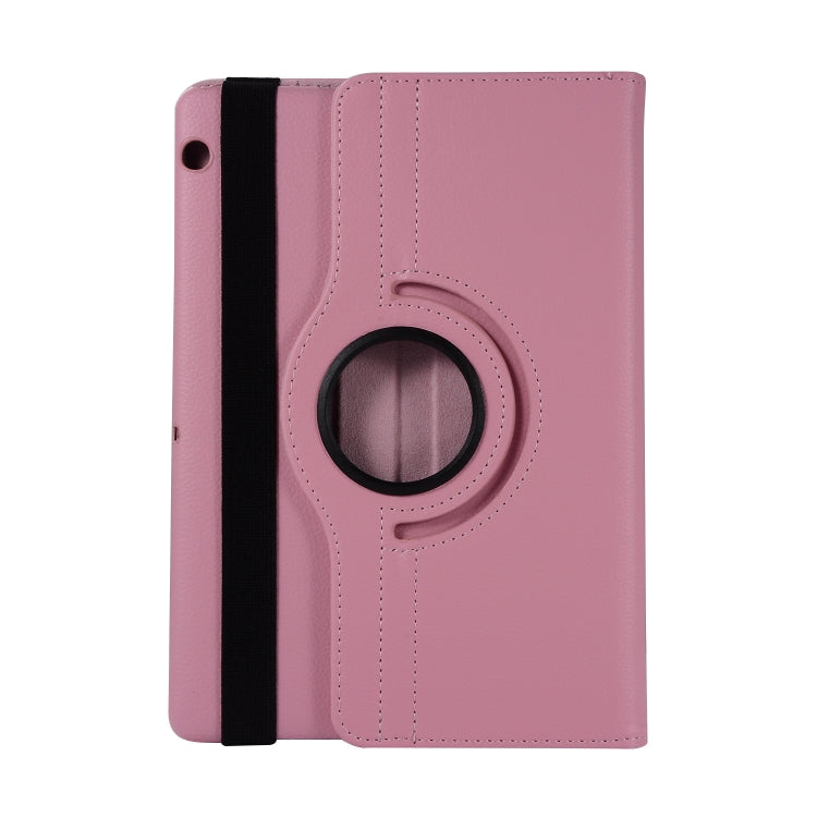 Pink leather flip case with circular holder ring and stand strap