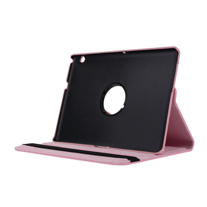 Dark interior leather flip case with circular cutout and kickstand