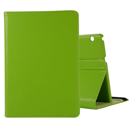 Green leather flip case with foldable kickstand and circular viewing cutout