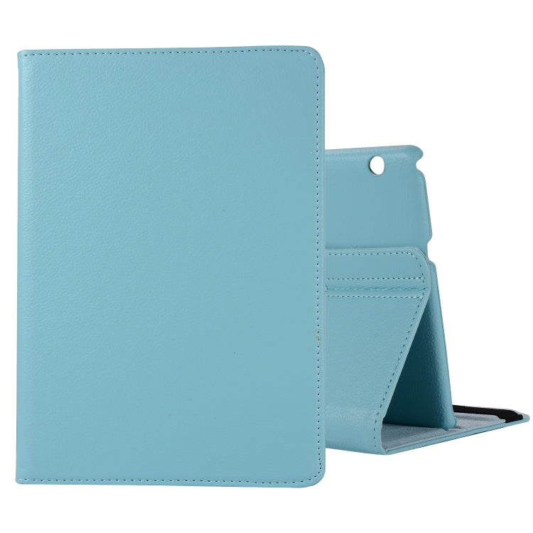 Light blue litchi-texture leather tablet case with 360 flip stand holder