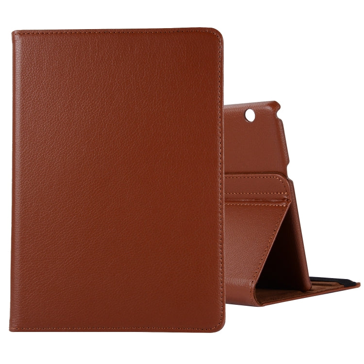 Brown litchi-texture leather tablet case with 360 flip stand holder