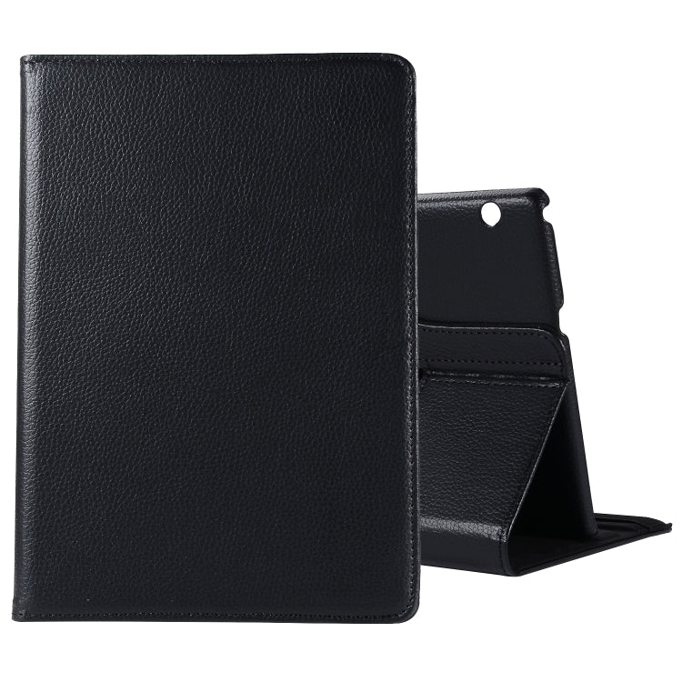 Black litchi-texture leather tablet case with 360 flip stand holder