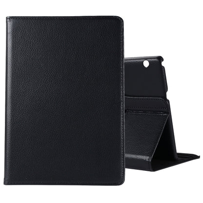 Black litchi-texture leather tablet case with 360 flip stand holder