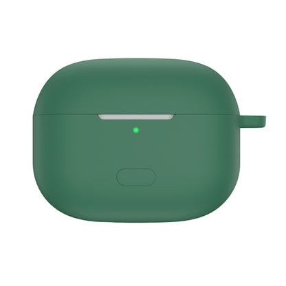 Dark night green silicone protective earbud case with front LED window and side strap