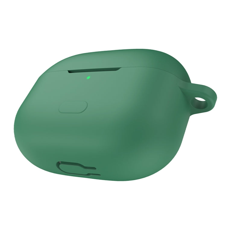 Dark green silicone earbud case with side profile and port cutout