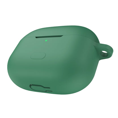 Dark green silicone earbud case with side profile and port cutout
