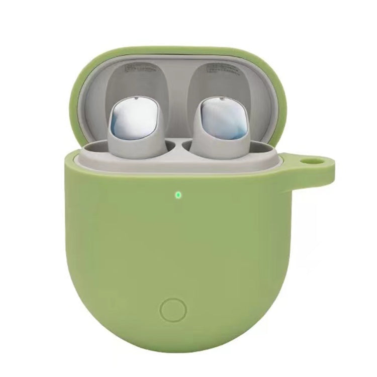 Grass green silicone earphone protective case for wireless earbuds, open-top holder.