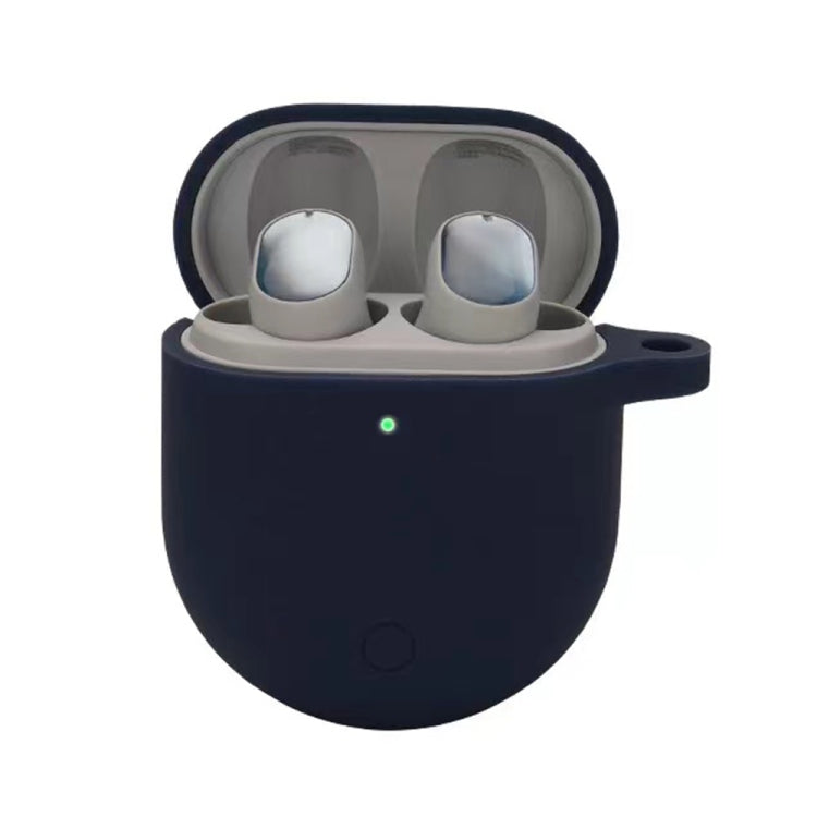 Midnight blue silicone earphone protective case for wireless earbuds, open-top holder.