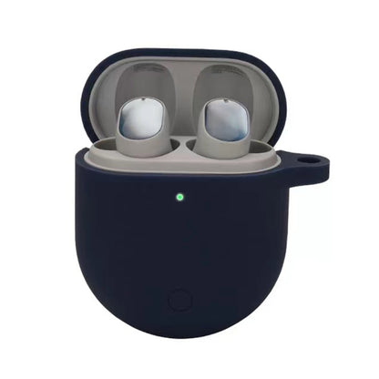 Midnight blue silicone earphone protective case for wireless earbuds, open-top holder.