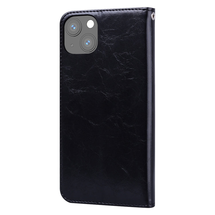 Black leather vertical flip phone case with camera cutout