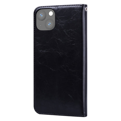Black leather vertical flip phone case with camera cutout