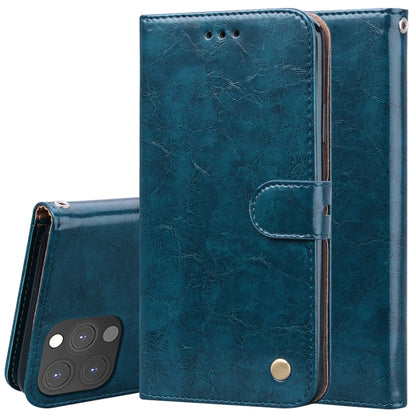 Blue wallet-style flip leather phone case with folio strap and magnetic snap closure