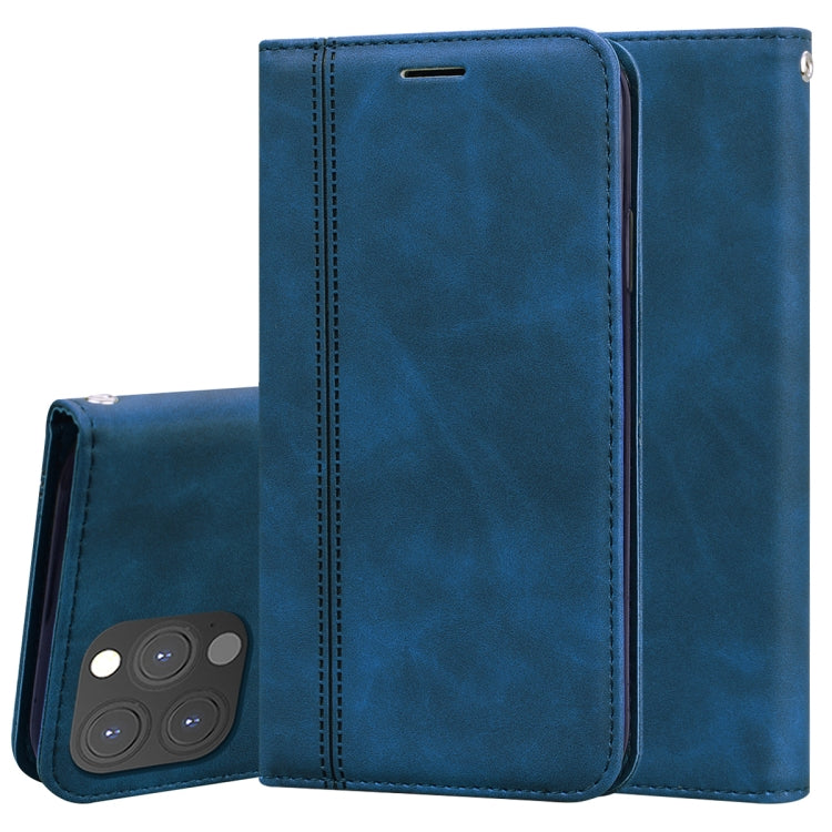 Blue PU leather magnetic flip case with card slot and camera cutout window