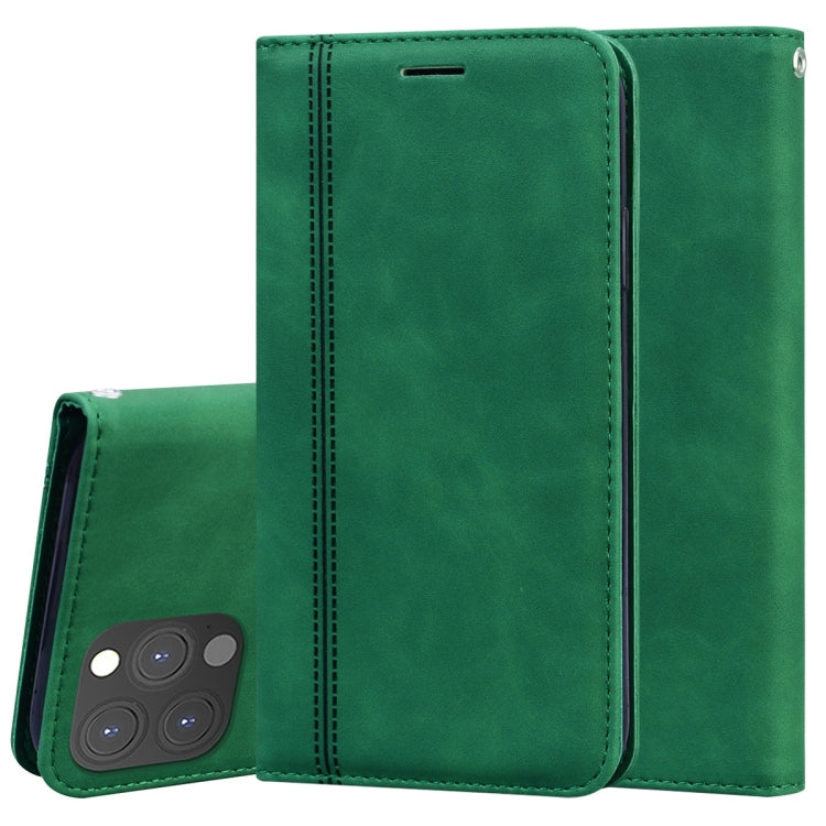 Green PU leather magnetic flip case with card slot and camera cutout window