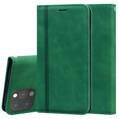 Green PU leather magnetic flip case with card slot and camera cutout window