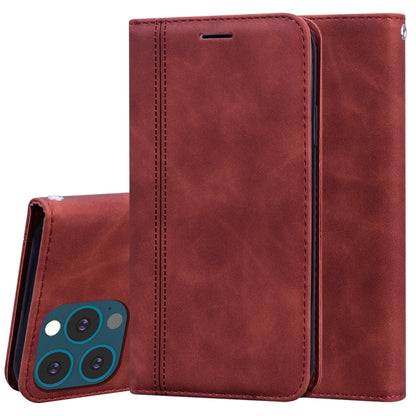 Brown PU leather horizontal flip phone case with front cover and phone camera opening