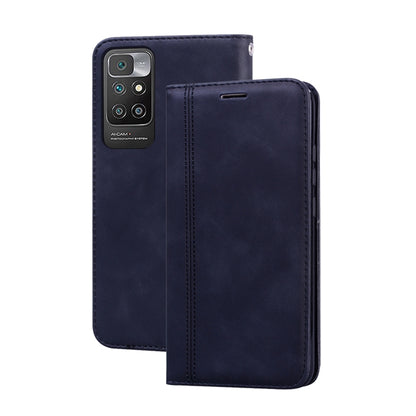 Dark blue PU leather folio phone case with front flap and rear camera cutouts