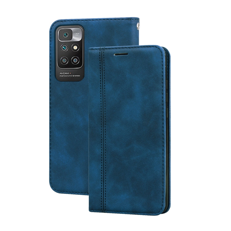 Blue PU leather flip phone case with camera cutout and card slot on flip cover