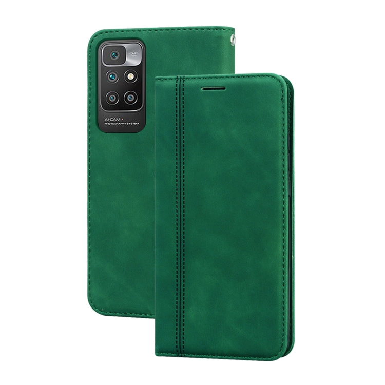 Green PU leather flip phone case with camera cutout and card slot on flip cover