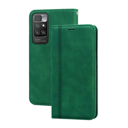 Green PU leather flip phone case with camera cutout and card slot on flip cover
