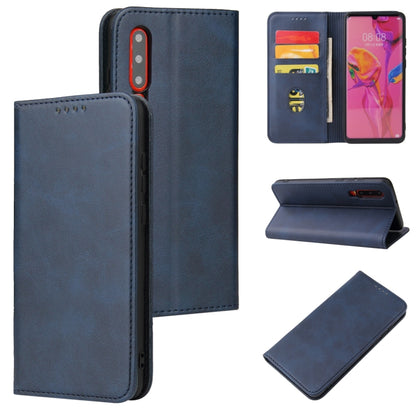 Blue leather magnetic flip phone case with card slots and wallet for Huawei phones
