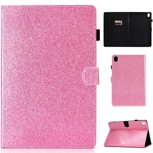 Pink glitter flip leather case for tablet, with card slot and stand holder