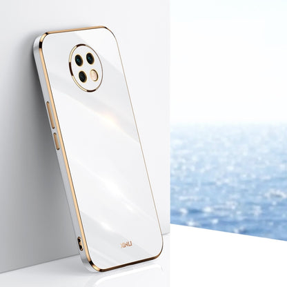 White TPU phone case with gold electroplated straight-edge border and camera cutout