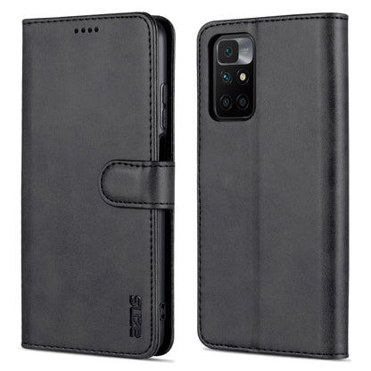 Black horizontal flip leather phone case with card slot and holder for Redmi 10