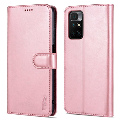 Rose gold horizontal flip leather phone case with card slot and holder for Redmi 10