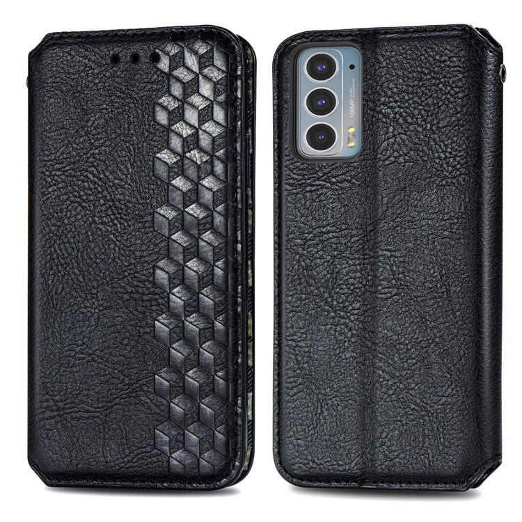 Black PU leather flip wallet case with cube-texture pattern