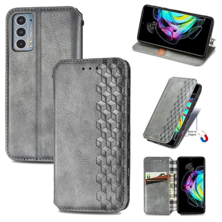 Magnetic PU leather flip phone wallet case with card slots, grey