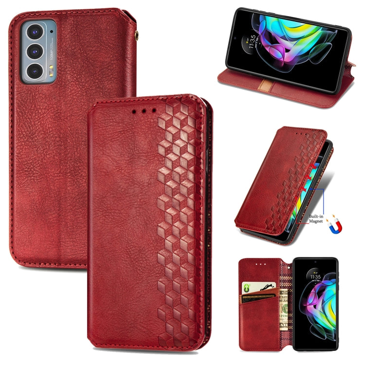 Magnetic PU leather flip phone wallet case with card slots, red