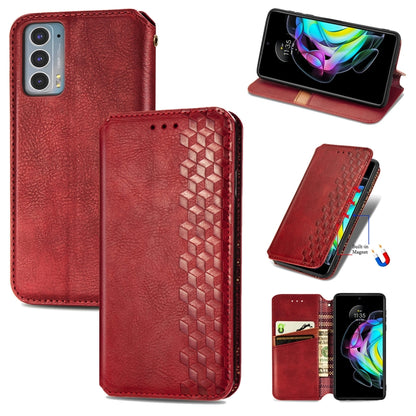 Magnetic PU leather flip phone wallet case with card slots, red