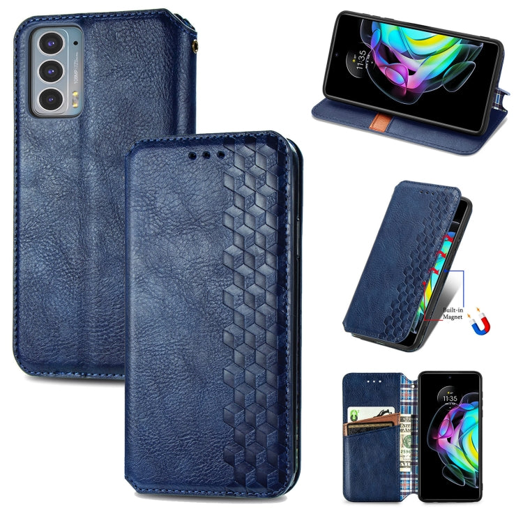 Magnetic PU leather flip phone wallet case with card slots, blue