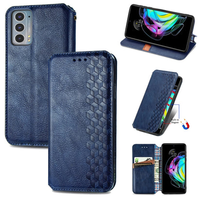 Magnetic PU leather flip phone wallet case with card slots, blue
